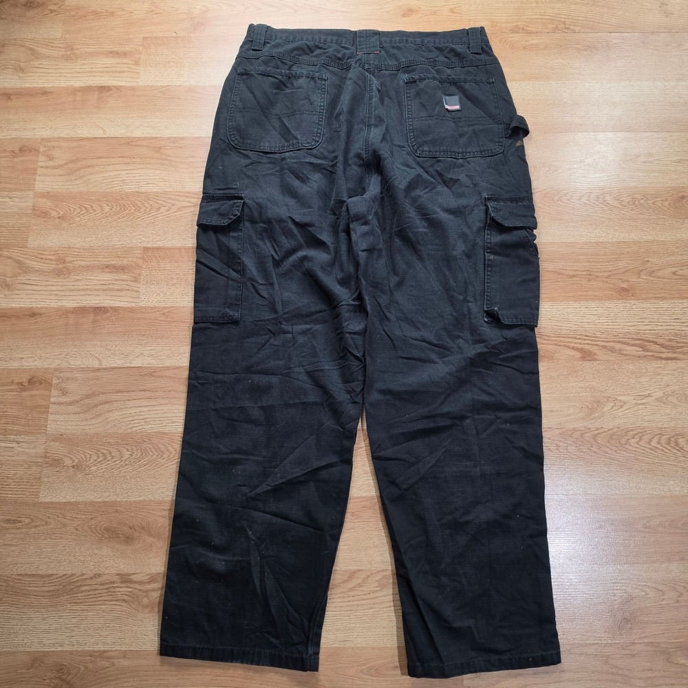 Craftsman Cargo Work Pants Mens XL Black Canvas Utility Double Knee 36x30
